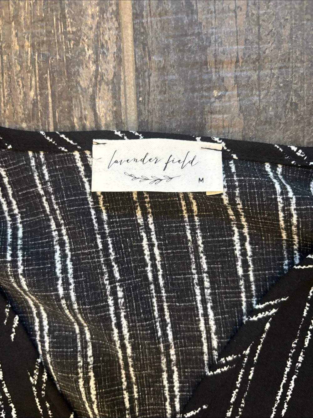 lavender field Black Striped Tie-Front V-Neck Blouse